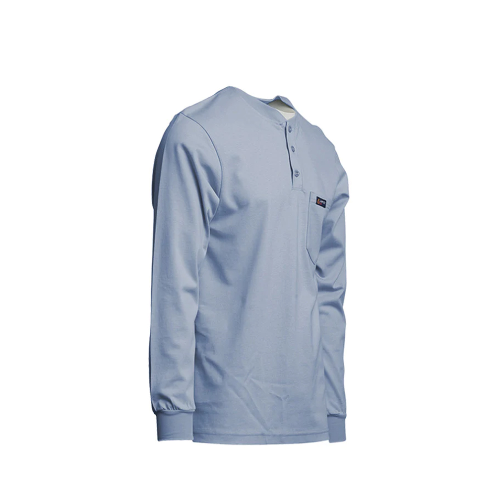 Lapco Flame Resistant Medium Blue Henley Long Sleeve Tee from GME Supply